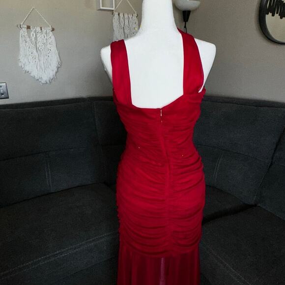 Y2k fiesta red ruched sexy bodycon maxi dress - Picture 10 of 10